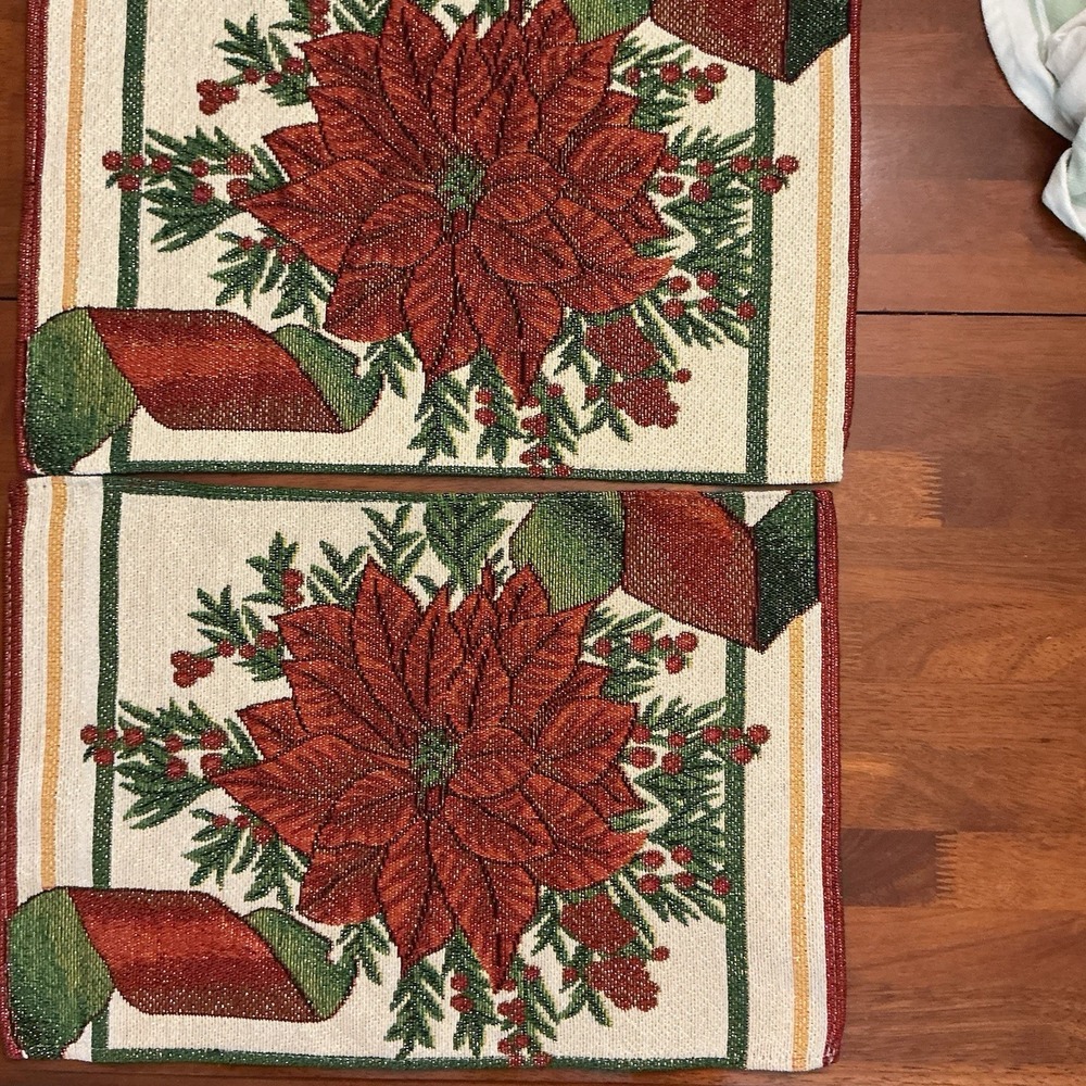 Lot Of 2 Christmas House Poinsettia Placemats